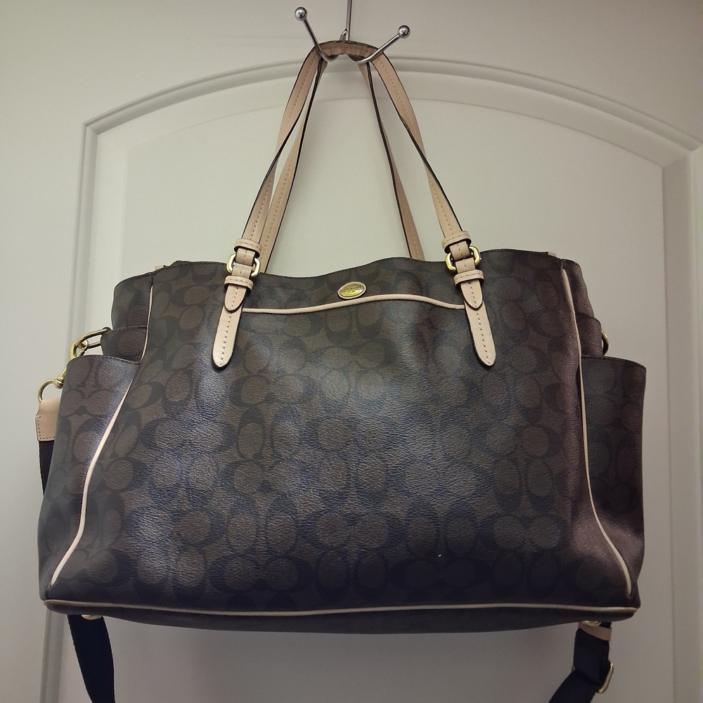 Coach Dark Brown and Cream Tote